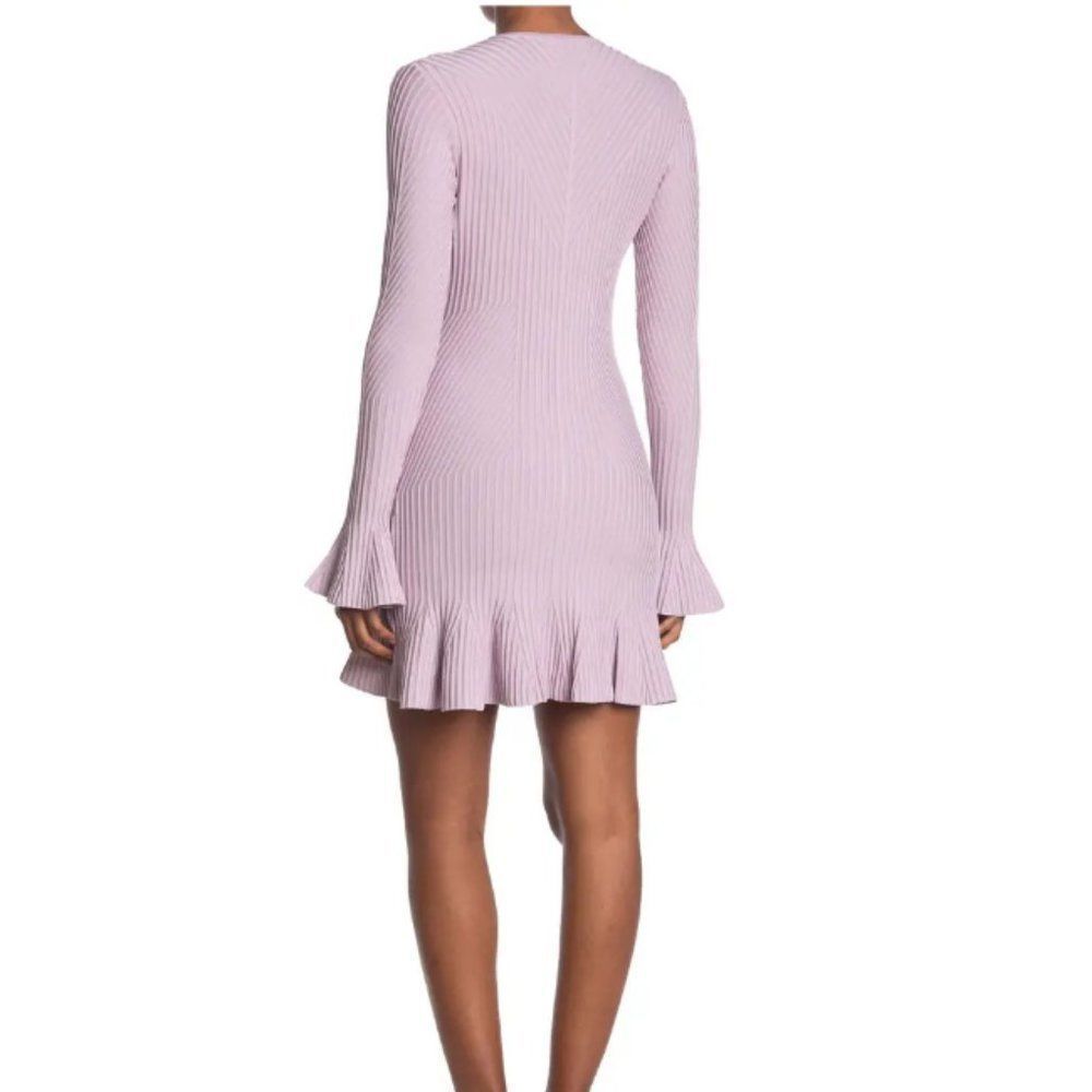 NWT Jonathan Simkhai Rib Knit V-Neck Dress Directional purple sz L - Picture 2 of 14